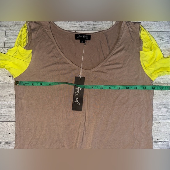 NWT Josh Brody Long Sleeve Colorblock Top Tunic Dress Open Shoulder Sz M Taupe - Picture 6 of 7